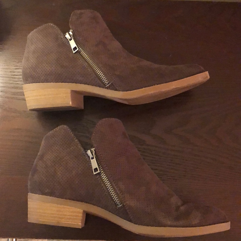 dark brown ankle booties